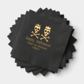 スカル&クロスボーンズ王冠カップルハッピーハローウィン 箔ナプキン (インサイチュ (積み重ね))