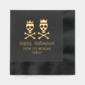 スカル&クロスボーンズ王冠カップルハッピーハローウィン 箔ナプキン (正面)