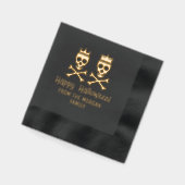 スカル&クロスボーンズ王冠カップルハッピーハローウィン 箔ナプキン (左)