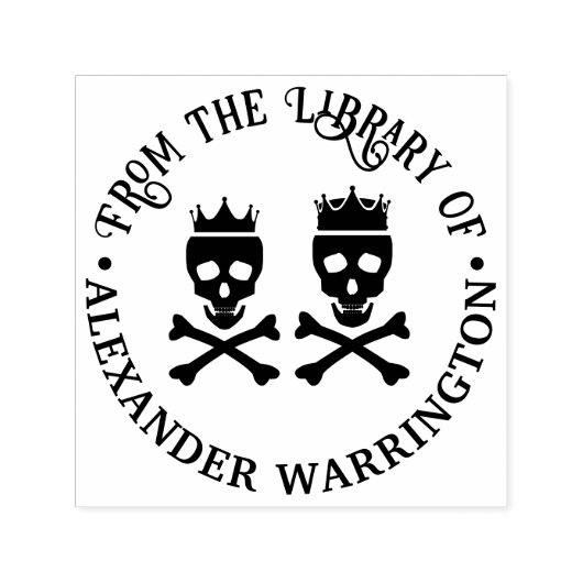 スカル&クロスボーンズ王冠カップル図書室 セルフインキングスタンプ (デザイン)