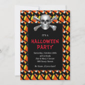 スカル＆クロスボーンズ キャンディコーン ハロウィンパーティー 招待状 (正面)