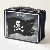 スカル・クロスボーンモノグラムの弁当箱 メタルランチボックス (正面)