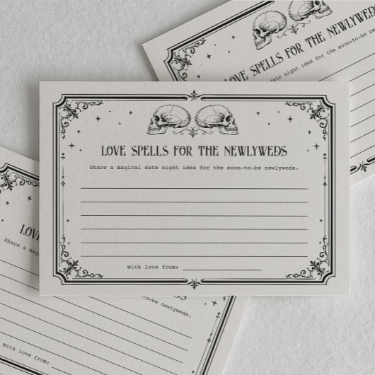 スカル ゴス ブライダルシャワー デートの夜のアイデア カード