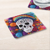 スカル スクエアペーパーコースター (アングル)