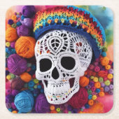 スカル スクエアペーパーコースター (正面)