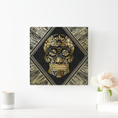 スカル スクエア壁時計 (ホーム)