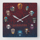 スカル スクエア壁時計 (正面)