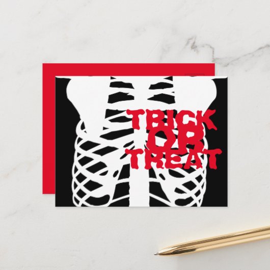 スカル、スケルトンハロウィーン招待状ポストカード ポストカード (正面/裏面インサイチュ)