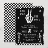 スカル スケルトン Bad to the Bone 2歳の誕生日 招待状 (正面/裏面)