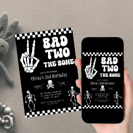 スカル スケルトン Bad to the Bone 2歳の誕生日 招待状