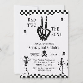 スカル スケルトン Bad to the Bone 2歳の誕生日 招待状