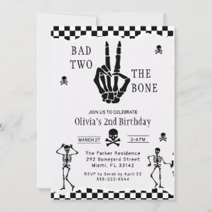 スカル スケルトン Bad to the Bone 2歳の誕生日 招待状