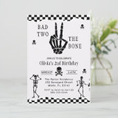 スカル スケルトン Bad to the Bone 2歳の誕生日 招待状 (スタンド正面)