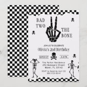 スカル スケルトン Bad to the Bone 2歳の誕生日 招待状 (正面/裏面)