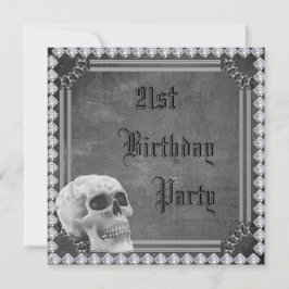 スカル&ダイヤモンド両面21歳の誕生日 招待状