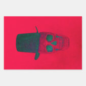 スカル&トップハットレッドグリーンハロウィーンクリスマス ラッピングペーパーシート (正面)