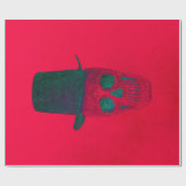 スカル&トップハットレッドグリーンハロウィーンクリスマス ラッピングペーパー (フラット)