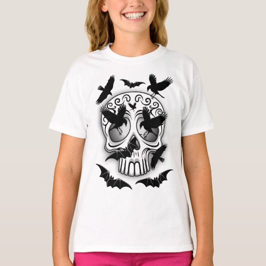 スカル ハロウィン 装飾的カラベラ Tシャツ (正面)