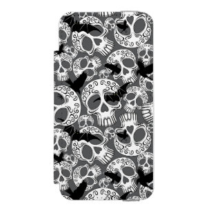 スカル ハロウィーン 装飾的カラベラス iPhone SE/5/5sウォレットケース