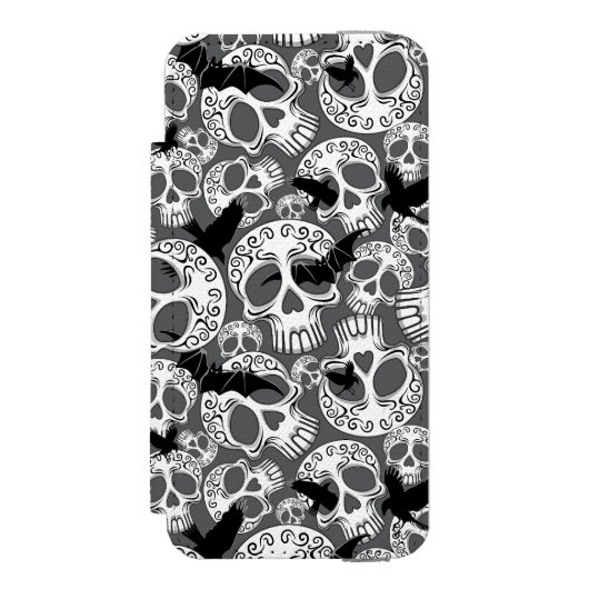スカル ハロウィーン 装飾的カラベラス INCIPIO iPhoneウォレットケース (フォリオ 正面)