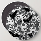 スカル ハロウィーン 装飾的カラベラ 缶バッジ (正面&裏面)