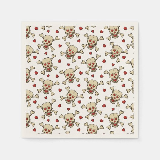 スカル(ハートパターン) スタンダードカクテルナプキン (正面)