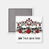 スカル、ハート、バラ マグネット (正面/裏面)