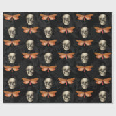 スカル&バタフライブラックレースラッピング紙 ラッピングペーパー (フラット)