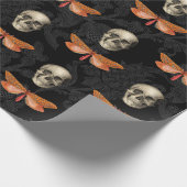 スカル&バタフライブラックレースラッピング紙 ラッピングペーパー (角)