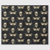 スカル&バタフライブラックレースラッピング紙 ラッピングペーパー (フラット)