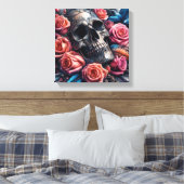 スカル(バラとブルーバード) キャンバスプリント (インサイチュ (寝室))
