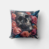 スカル(バラとブルーバード) クッション (正面)