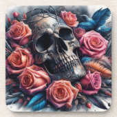 スカル(バラとブルーバード) コースター (正面)