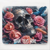 スカル(バラとブルーバード) マウスパッド (正面)