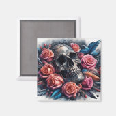 スカル(バラとブルーバード) マグネット (正面/裏面)