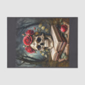 スカル、バラの花と本 薄葉紙 (正面)