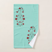 スカル&バラバスルームのタオルセットティール(緑がかった色) バスタオルセット (ハンドタオル)