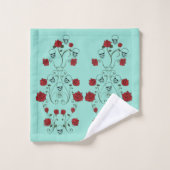 スカル&バラバスルームのタオルセットティール(緑がかった色) バスタオルセット (ウォッシュタオル)