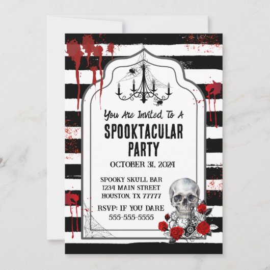 スカル&バラ招待状 招待状 (正面)