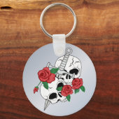 スカル、バラ、ダガー キーホルダー (正面)