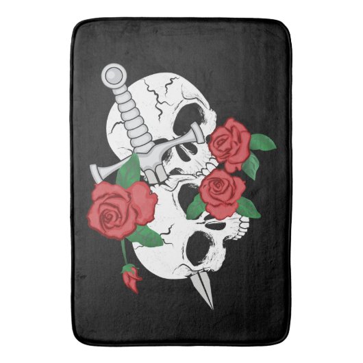 スカル、バラDagger バスマット (正面縦)