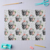 スカル&ピンクローズ 薄葉紙 (クラフト)