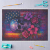 スカル&フラワーズデコページ紙- LGBTQ 薄葉紙 (クラフト)