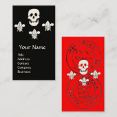 スカル、フルーアデリスアンティークパイレーツトレジャーマップ 名刺 (正面/裏面)