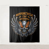 スカル&フレイムブラザフードオートバイクラブ タペストリー (正面)