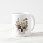 スカル ブルゴーニュの花 緑の葉 コーヒーマグカップ (正面右)