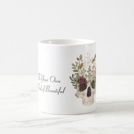 スカル ブルゴーニュの花 緑の葉 コーヒーマグカップ (中央)