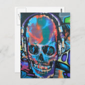 スカル，ブルーミュージックグラフィティ通りアート，都市ゴシック ポストカード (正面/裏面)