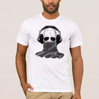 スカル: ヘッドホーン及びごまかされたタートル・ネックB Tシャツ