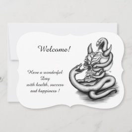 スカル – ヘビと悪魔の頭、あなたのテキストを追加 招待状